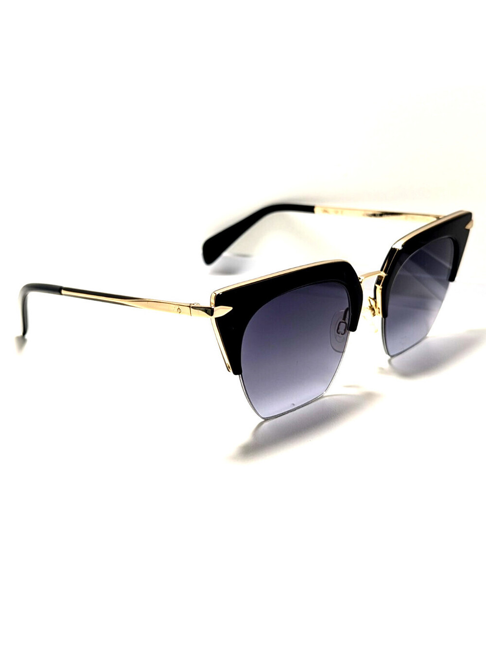 Rag & Bone RNB1007/S Gray UV Black Gold Browline Women's Sunglasses 51-21-145